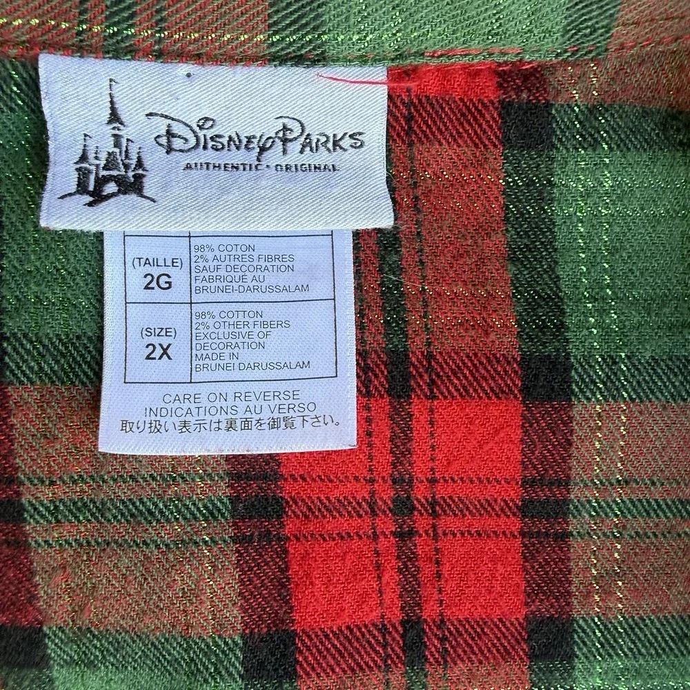 Disney Parks Women's Flannel Plaid Mickey Sleep Shirt Nightgown Nightshirt 2X - Picture 3 of 9
